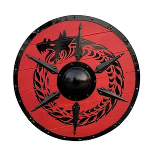 Viking Ragnar Auténtico Loth Brok Escudo Batalla desgastado Diseño medieval hecho a mano del fabricante