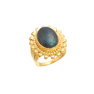 New Trendy 925 Sterling Silver Labardite <b>Ring</b> with 18K Gold Plating for Weddings or Parties - Product Image 1