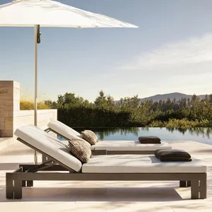Lettino da esterno moderno in alluminio con <span class=keywords><strong>tavolino</strong></span> per piscina dell'hotel lettini da sole Chaise longue in alluminio - Product Image 1