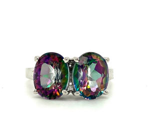 Anillo de Plata de Ley 925 con Topacio místico Natural, joyería personalizada con gemas naturales de corte ovalado y peso ligero - Product Image 1