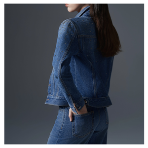 Women 2 Piece <b>Denim</b> Set <b>Jacket</b> and Trousers 2025 Vietnam Factory OEM ODM Available Customize Logo - Product Image 1