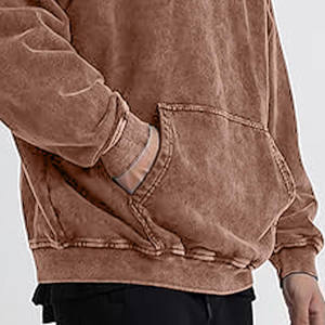 Fabricant personnalisé de sweats à capuche en coton mélangé épais pour homme, sweat-shirt de base lavé à l'acide, pull-over pour hommes en détresse - Product Image 2