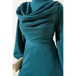 เดรสราตรีมีกากเพชรคอกลมสำหรับงานปาร์ตี้, เดรสยาวทรงเอไลน์สำหรับใส่ออกงาน - Product Image 3