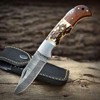 Couteau de chasse artisanal japonais en acier Damas 1095/15N20 à 256 couches, personnalisable OEM, dureté 58HRC, lame de 8 pouces à pointe tombante