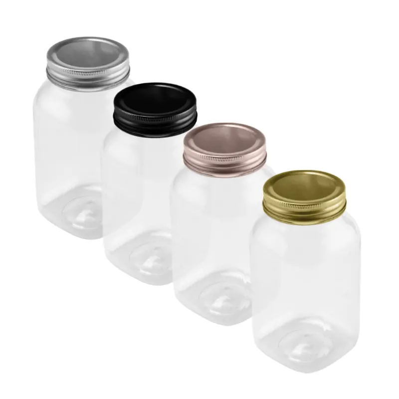 Merryart Grands bocaux de stockage en plastique avec couvercles étanches noirs Pot en plastique transparent réutilisable de 32 oz pour l'organisation de la maison et de la cuisine