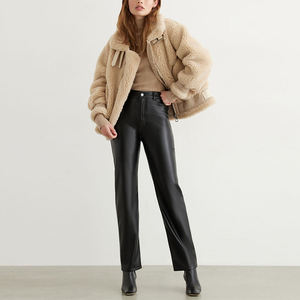 Nouvelle veste en cuir PU pour femmes et filles, veste de motard, printemps automne, manches longues, décontractée, slim, couleur unie, fermeture éclair, veste décontractée - Product Image 3