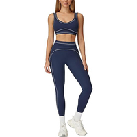 Ensemble de yoga réversible athlétique pour femmes, 2 pièces, col rond, taille haute, respirant, extensible dans quatre directions, léger, séchage rapide