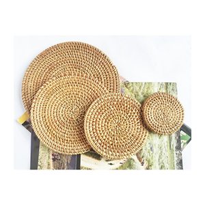 Wholesale Rattan Round <b>Placemat</b> for Dining Table Decor - Eco-Friendly Woven Cork Mat , Vietnamese High Quality Rattan Underplate - Product Image 4