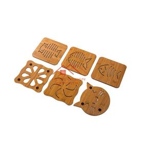 Pallet Heat Insulated Coasters <b>Coffee</b> Tea Cup <b>Pads</b> Mats Drink Coasters Handmade Design Custom Wood Cartoon - Product Image 1