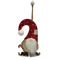Adorno Colgante de Madera Natural con Diseño de Duende Feliz para Interiores, 8.5CM, Marca CK, Adorno para Árbol de Navidad, Regalo, Proveedor Confiable para Festividades