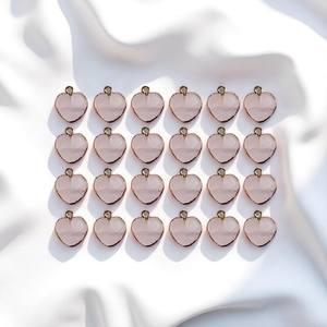 DIY Coeur Rose Quartz Gemstone Or Électrolytique Charme Pendentif À La Main À Facettes Gemme Charmes En Gros Bijoux - Product Image 1