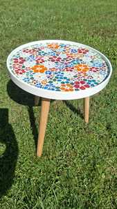 Table d'appoint en mosaïque éblouissante: Art irisé-Table basse bleue-Table d'appoint-Décor de salon-Cadeau - Product Image 4