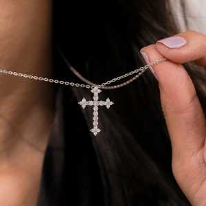 0.59 CT Natural Diamond Prong <b>Cross</b> Pendant in Solid <b>Gold</b> Fine Jewelry for Women Faith <b>Necklace</b> Gift for Birthday Anniversary - Product Image 4