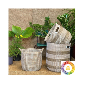 Cesta de vientre de algas marinas hecha a mano, solución de almacenamiento duradera, acento decorativo perfecto para dormitorio, sala de estar o entrada - Product Image 3