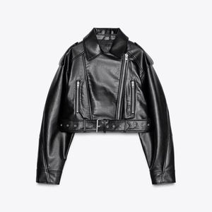 PromocionChaquetas de cuero Invierno Otoño Nueva ropa de moda Mujer Zip Up Motocicleta de gran tamaño Tallas grandes Moto Biker - Product Image 1