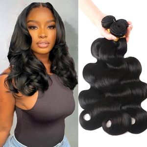 Superventas 100% Paquetes de cabello humano virgen sin procesar Onda del cuerpo 10A 12A Trama de máquina doble Tejido de cabello Remy brasileño - Product Image 1