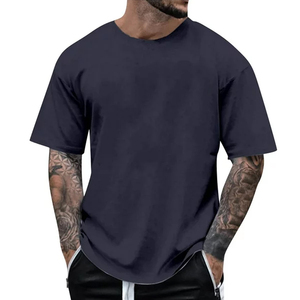 T-shirt imprimé à encolure ras du cou surdimensionné poids lourd Boxy Logo personnalisé pour hommes pas cher pour hommes - Product Image 3