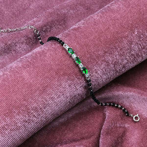 NOVAMART Fine Zarkan Linear Silver <b>Bracelet</b> Green Checkered Pattern Geometric Number Shape Gold Plating Diamond Encrusted <b>Copper</b> - Product Image 4