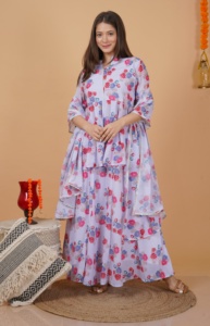 กํามะหยี่ลาย้เหนียวหนักพร้อมงานปักหนักด้วยงานฝีมือเพชรพร้อมขอบลูกไม้ Moti แฟนซีเต็มแขน - Product Image 5