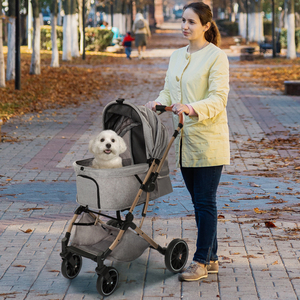 Carrinho de Transporte de Luxo Removível e Desmontável com 4 Rodas, Leve, para Cães e Gatos – Atacado de Fábrica - Product Image 1