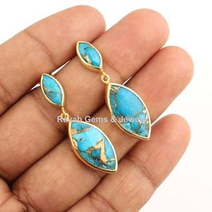 Pendientes colgantes de piedras preciosas finas para mujer, ágata de encaje azul Natural, Plata de ley, chapado en oro rosa, regalo hecho a mano - Product Image 2