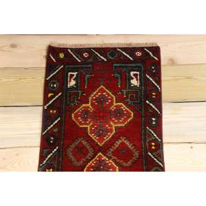 Tapis turc vintage, tapis de 1,3 x 2,3 pieds, tapis en laine persane rouge - Product Image 3