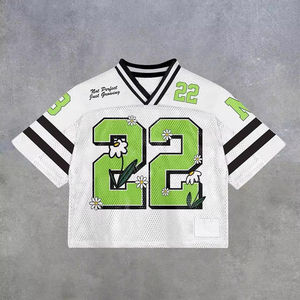 2025 New Streetwear V-neck <b>Mens</b> Sports Mesh <b>Crop</b> Jersey Football Sublimation American Football Jerseys Polyester Mesh Jersey - Product Image 1
