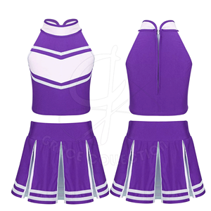 ชุดยูนิฟอร์มการแสดงฟุตบอลชุดเชียร์ลีดเดอร์ของเด็กผู้หญิงผ้าโพลีเอสเตอร์100% ติดฉลากส่วนตัว - Product Image 4