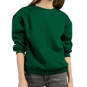 2025 New Arrival Workout Clothing Sportswear Women Pullover Crop Top Oversized Cotton Plain <b>Crewneck</b> Women Sweatshirt - Product Image 4