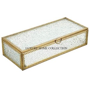 Caja de almacenamiento de decoración de boda de latón puro y vidrio Cajas de almacenamiento de tarjetas antiguas de Metal de gran tamaño de forma redonda de diseñador Vintage - Product Image 2