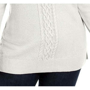 Maglione Vintage Stile Coreano da Donna Karen Scott, Traspirante, Bianco con Decorazione Traforata e Logo Frontale, Varie Taglie, Autunno Inverno - Product Image 3