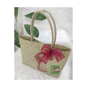 Natural Style Water Hyacinth Half Moon Shape Zipper Closure Double Handle Lady Tote <b>Beach</b> <b>Bag</b> for <b>Women</b> Outdoor - Product Image 3