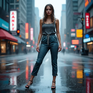 Pantalones de chándal cortavientos personalizados para mujer, pantalones de pierna ancha con diseño de chándal de retazos, impermeables, de nailon liso y poliéster para invierno - Product Image 6