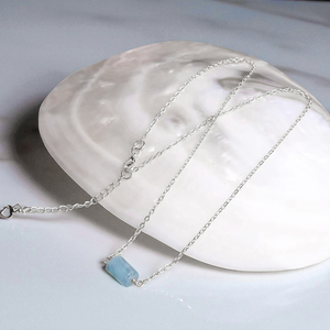 สายอัญมณีพลอยสีฟ้าแบบหยาบตัวเชื่อมต่อแบบ925เงินสเตอร์ลิงสร้อยคอแบบปรับได้จำนวนมากเครื่องประดับโลโก้ที่กำหนดเอง - Product Image 1