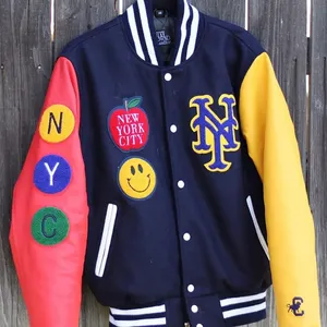 Veste de baseball personnalisée style universitaire en laine/cuir pour homme, respirante, coupe-vent, décontractée, pour l'extérieur, avec doublure polaire - Product Image 2