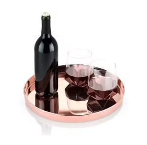 Handcrafted Copper Metal Tray With Glossy Finished for <b>Kitchen</b> Food Serving and Wedding Party Tabletop <b>Decorations</b> - Product Image 3