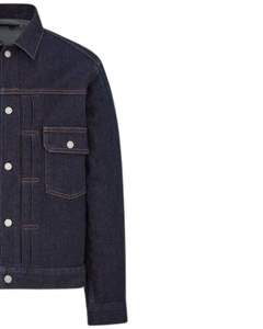 แจ็คเก็ตยีนส์สีน้ำเงินเข้มสำหรับผู้ชายพร้อมกระดุมด้านหน้า ดีไซน์กระเป๋าเย็บหนา สไตล์คลาสสิก ลำลอง สตรีทแวร์ เสื้อคลุม - Product Image 2