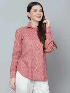 Camisa de Algodón para Mujer, Estampado Floral, Manga Larga, Bordado y Botones, Estilo Informal, Transpirable, Tejido de Punto - Product Image 4
