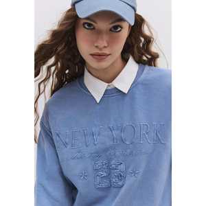 Sweat-shirt à effet délavé avec slogan, 100% coton, pour tous les jours - Product Image 4