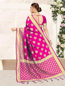 Trendmalls Sari de seda Banarasi sin costuras con pieza de blusa () Ropa india y pakistaní Precio al por mayor para mujeres - Product Image 2
