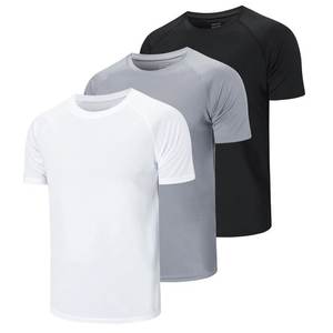 Camiseta de entrenamiento físico para hombre, transpirable, cuello redondo, manga raglán, camiseta de entrenamiento lisa, ligera, cómoda, camiseta atlética para hombre - Product Image 3
