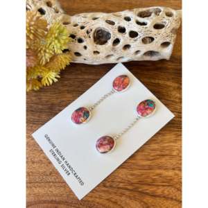 Pendientes Colgantes de Turquesa Rosa Mohave Hechos a Mano por Artesanos Navajo, Estilo Moderno - Product Image 3