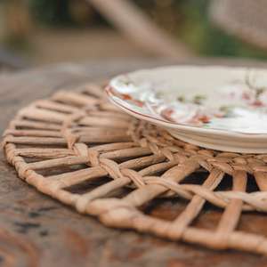 Mantel individual de jacinto de agua redondo Natural de alta calidad, manteles individuales de paja trenzada, mantel de mesa personalizado Mary - Product Image 1