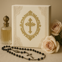 LABON Velvet Bow Cross Charm et Floral Print Victorian Lace Prayer Journal A5 Fabric Notebook for Gothic Gift Spiritual Writing