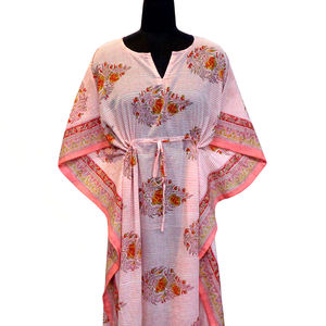 Ladies <b>Plus</b> <b>Size</b> <b>Kaftan</b> Comfortable Luxury Eco-Friendly Hand Block Printed Soft Cotton Voile Nightwear Sale Wholesale Price - Product Image 1