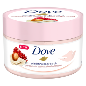 Gommage corporel Dove exfoliant de haute qualité au prix d'usine avec des graines de grenade et un parfum de beurre de karité 225 ml disponible en gros - Product Image 1