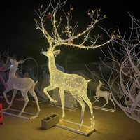 Statue de renne de Noël LED dorée surdimensionnée en métal de luxe, grand modèle grandeur nature pour décoration extérieure