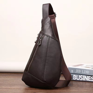 Bolso de Pecho de Cuero Genuino para Hombre, Minimalista, con Cierre de Cremallera, Bandolera, Color Café, Duradero, para Uso Diario, Todas las Temporadas - Product Image 2