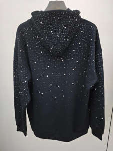 Sweat à capuche zippé avec strass, design cristal brillant, pull streetwear à la mode pour femmes, tenue décontractée en coton doux - Product Image 2