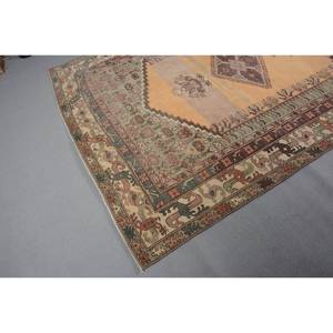 Alfombra de lana verde naranja Bohemia turca Vintage, patrón de retazos de área grande de 5,5x7,8 pies para entrada, pasillo, látex Rectangular - Product Image 3